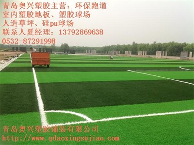 膠州人造草坪足球場(chǎng)廠家,人造草坪足球場(chǎng),奧興塑膠鋪裝